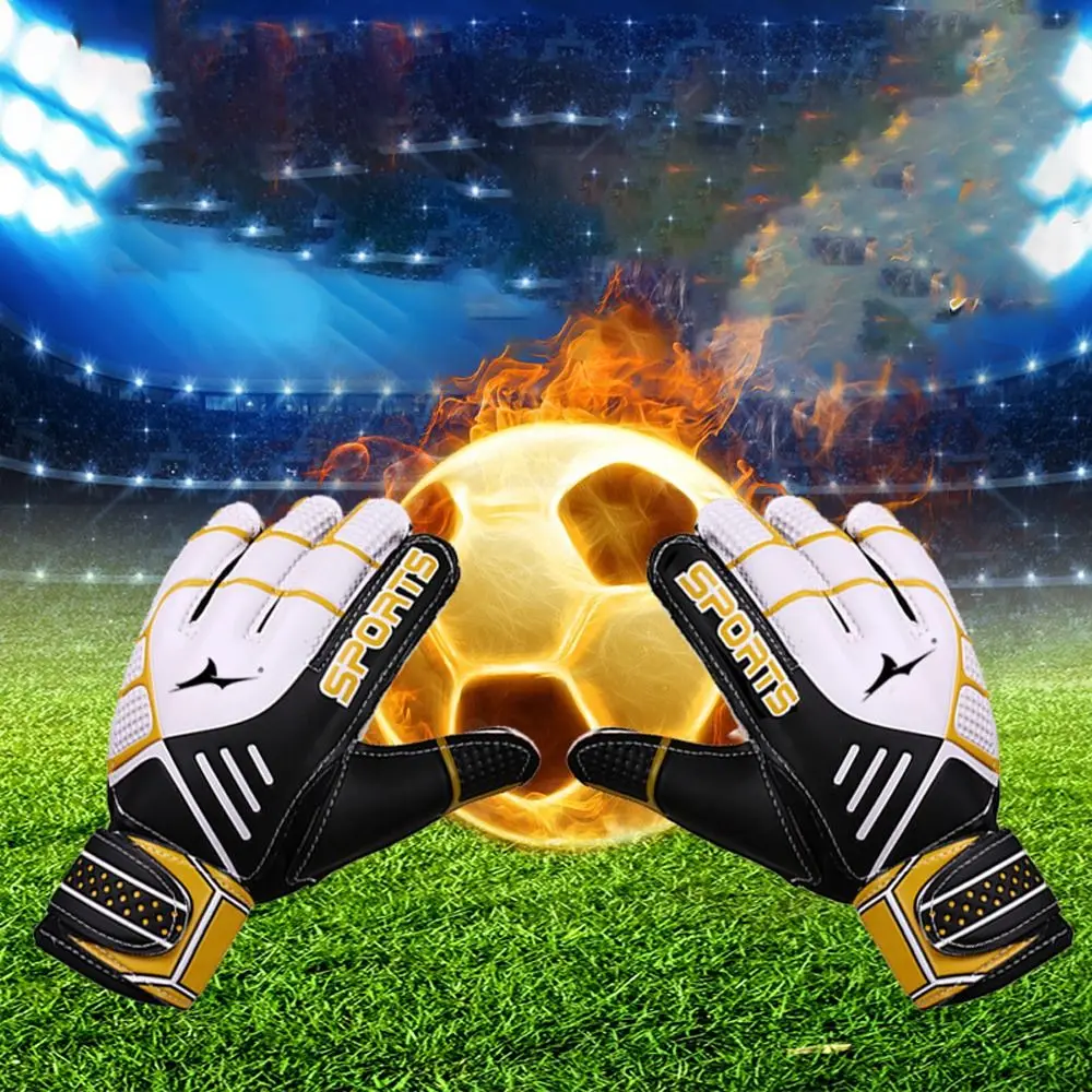 

1 Pair Anti-Slip Kids Goalie Gloves Rubber Finger Protection Goalkeeper Gloves Cushioning Size 5-10 Adult/Children/Kids