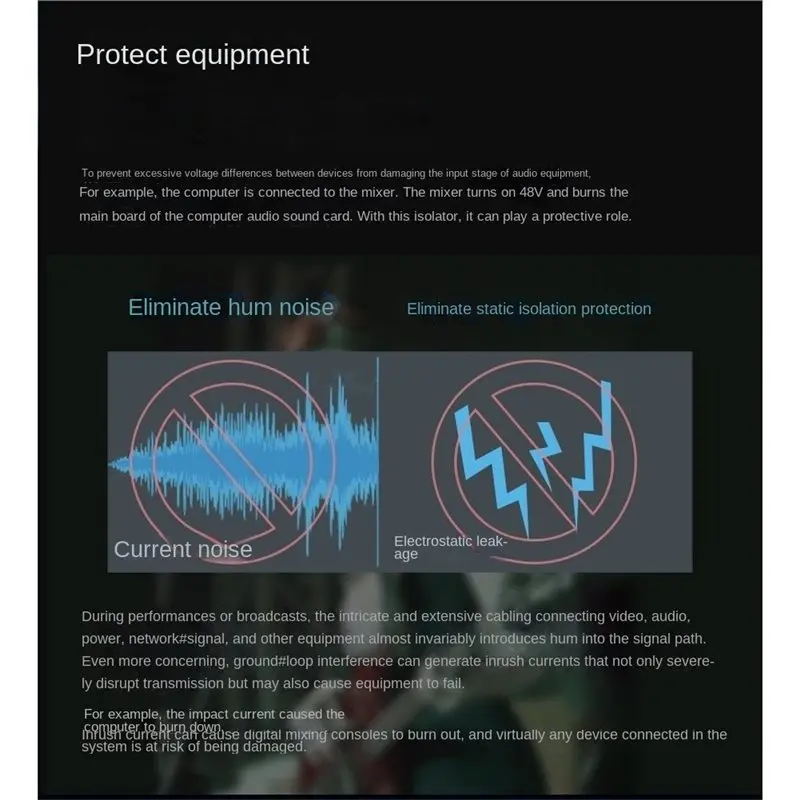 ABGI-Audio Isolator XLR Mono Einkanal-Multifunktions-Rauschfilter für Mischpult, Mikrofon und Live-Auftritte – Detail 4