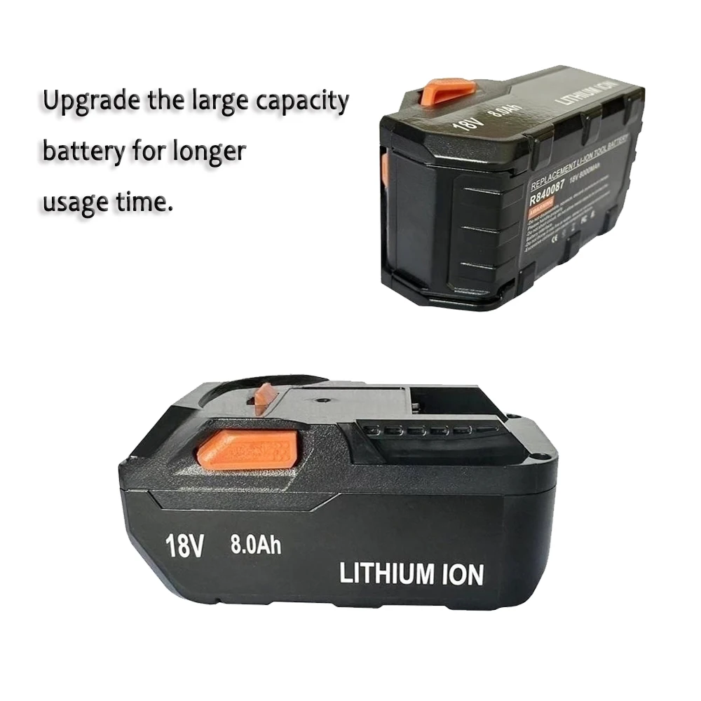 18V 8.0AH Lithium-ion Battery Suitable For AEG RIDGID R840087 R840085 L1815R L1850R L1830R R840083 Series Cordless Power Tools