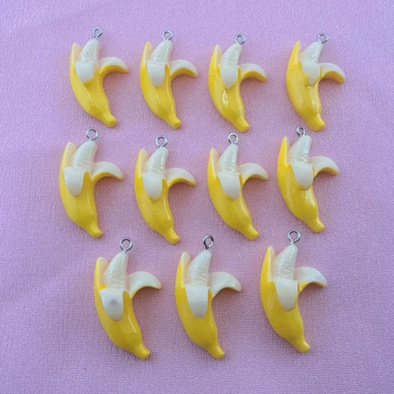 10pcs Cute Mini Banana Resin Charms DIY Jewelry Accessories for Key Chain and Bag Deco