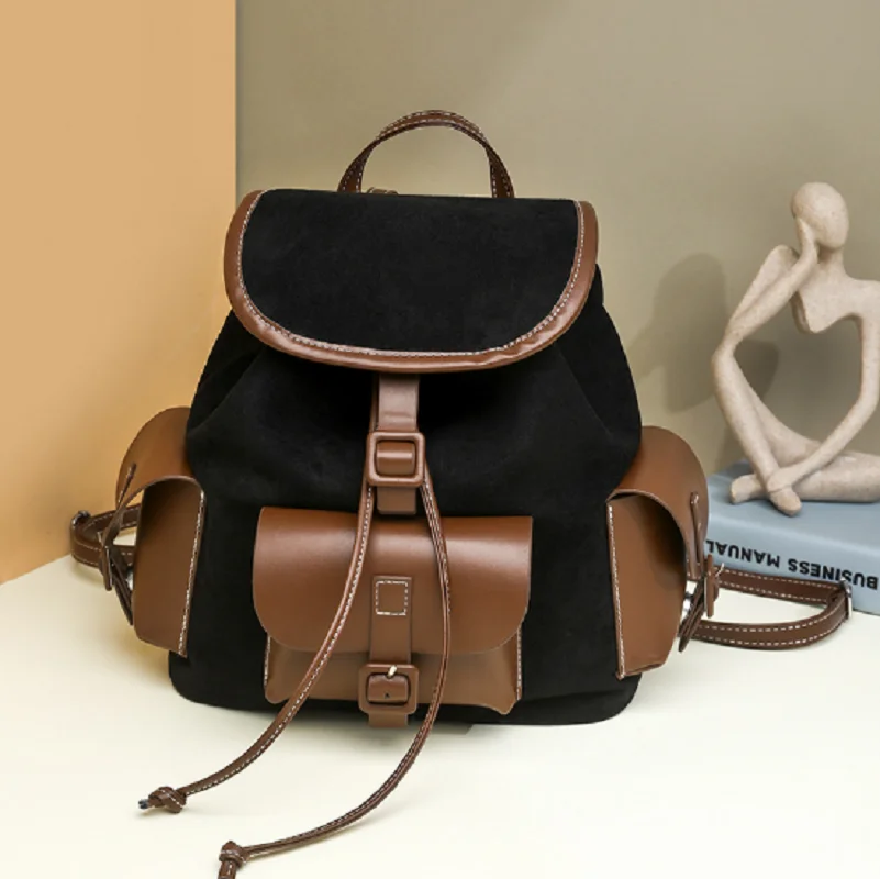 

Korean Preppy Style Fashion Vintage High Quality Leather Backpacks Women's Tassels Shoulder Bags Totes Large Capacity Backpack