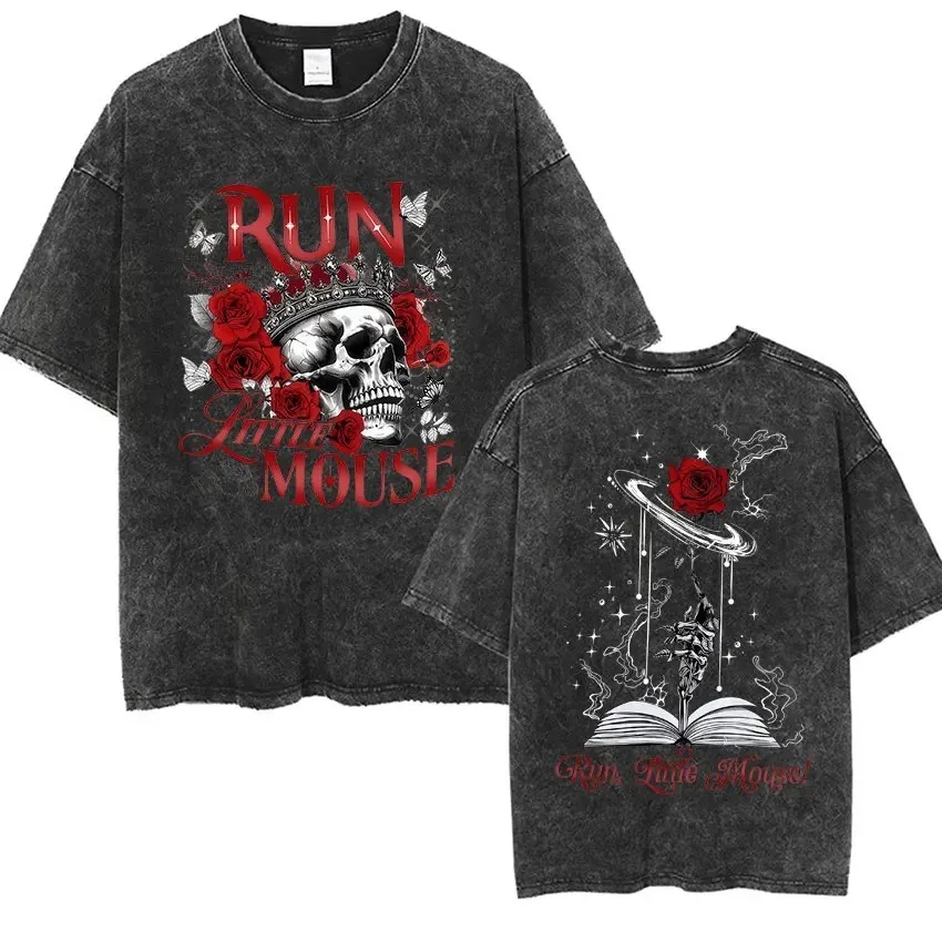 Vintage Washed Run Little Mouse T Shirt Haunting Adeline Dark Romance Short Sleeve T-shirts Men Women Aesthetic Clothing T-shirt