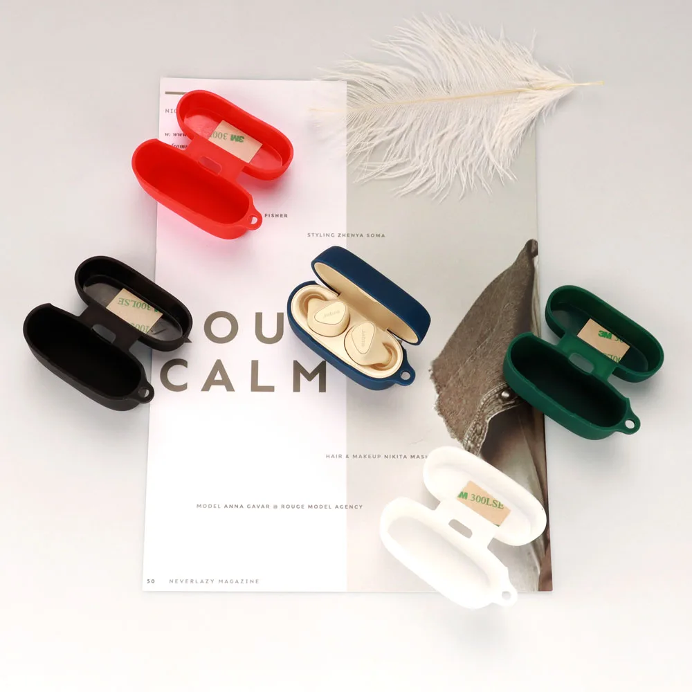 ซิลิโคนสำหรับ Jabra ELITE 5สี Anti-Drop ป้องกันหูฟังฝาครอบกล่องชาร์จพร้อม Hook