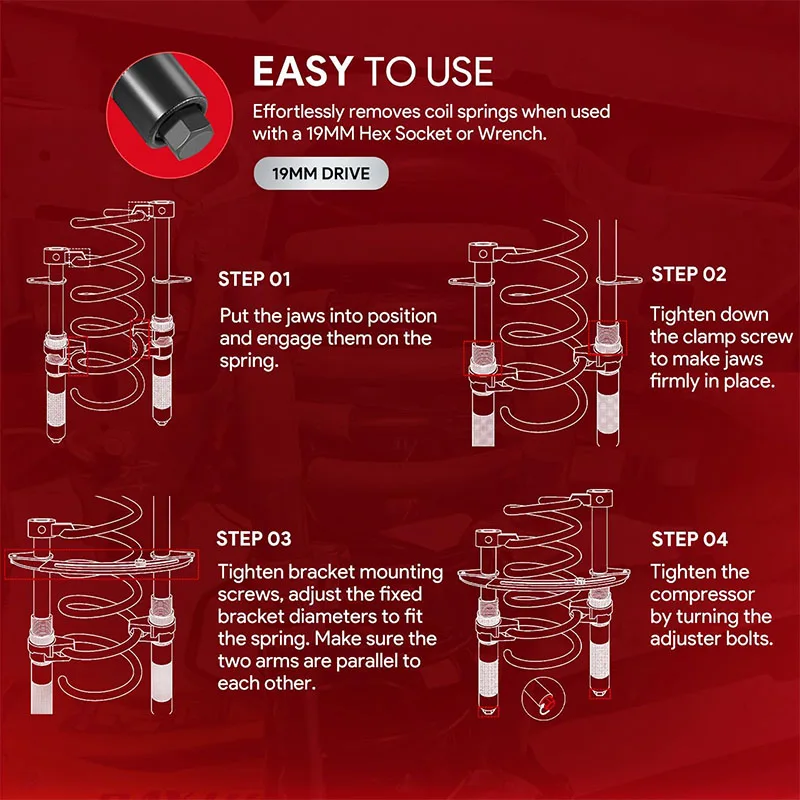 Upgrade Coil Spring Compressor Tool Automotive, Heavy Duty Macpherson Strut Spring Shock Absorber Compressor Set,Max Load.2645LB