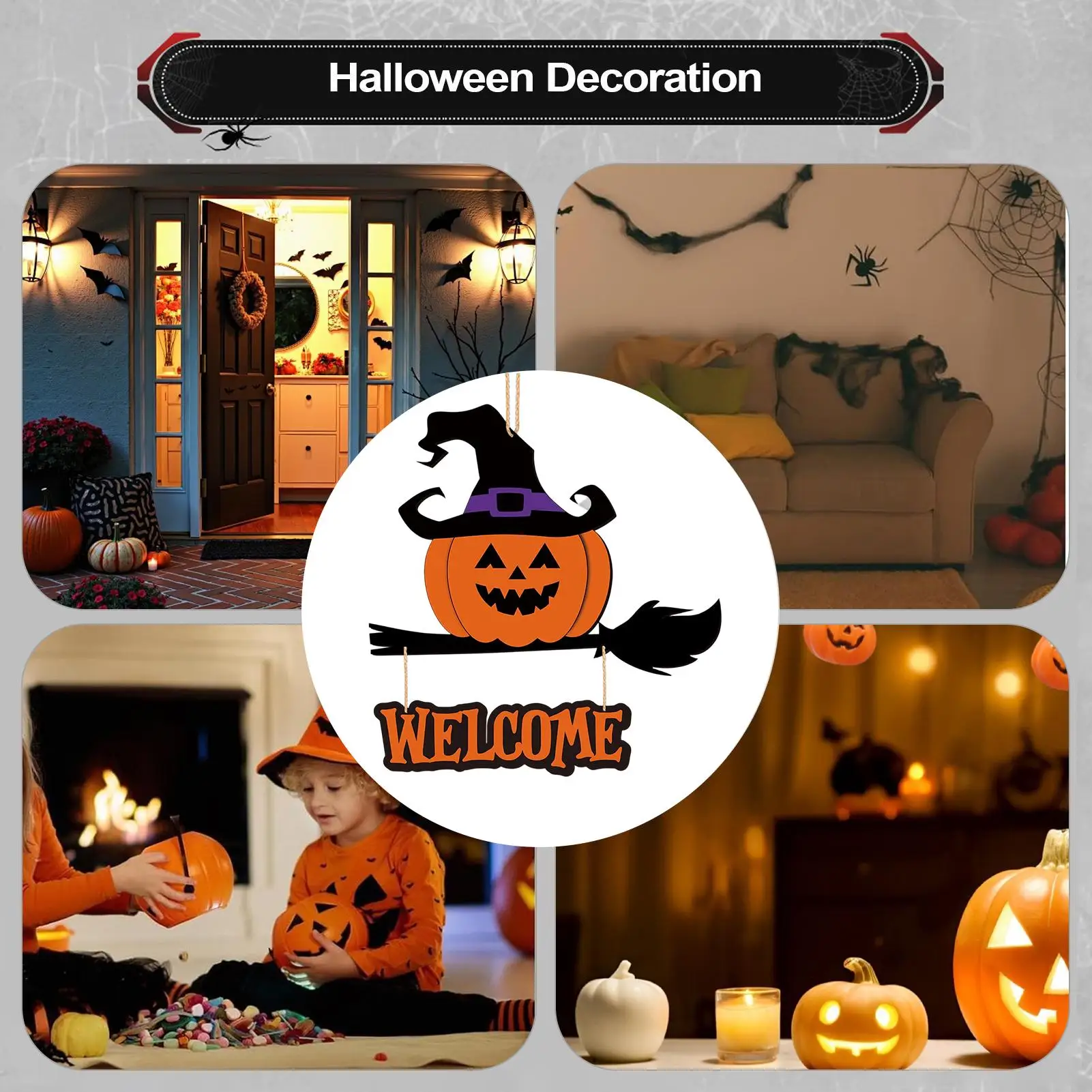 Halloween Pumpkin Door Sign Wood Doorplate Thanksgiving Decoration Fall Pumpkin Porch Sign For Farmhouse Holiday Fall Home