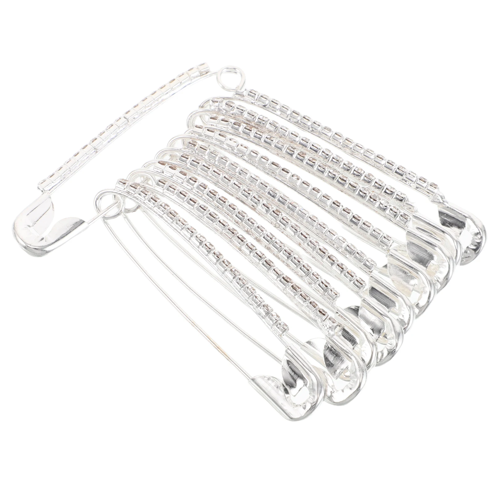 

10pcs Waist Cinch Decorative Pins Safety Charm Rhinestones Neckline Clip Tightener Dress Clips Elegant Shawl Brooch Anti