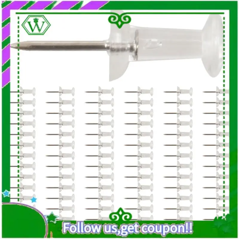 

ABIK-400 Pcs Push Pin Thumb Tack Clear Color 3/8Inch Drawing Cork Board Office Pushpin