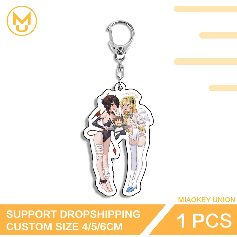 Darkness Megumin Sexy Fashion Angel Demon Artistic Eye Catching Double Sided Acrylic Keychain Cosplay Costumes DIY Props