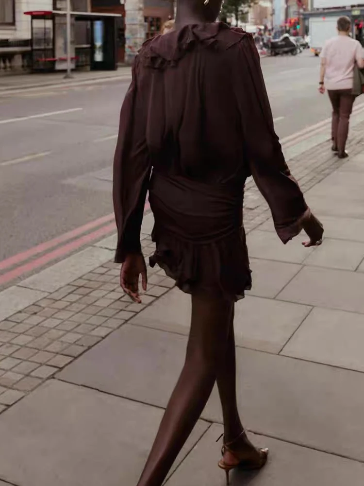 Estilo europeu e americano outono nova tendência da moda feminina retro solto casual temperamento em camadas vestido decorativo