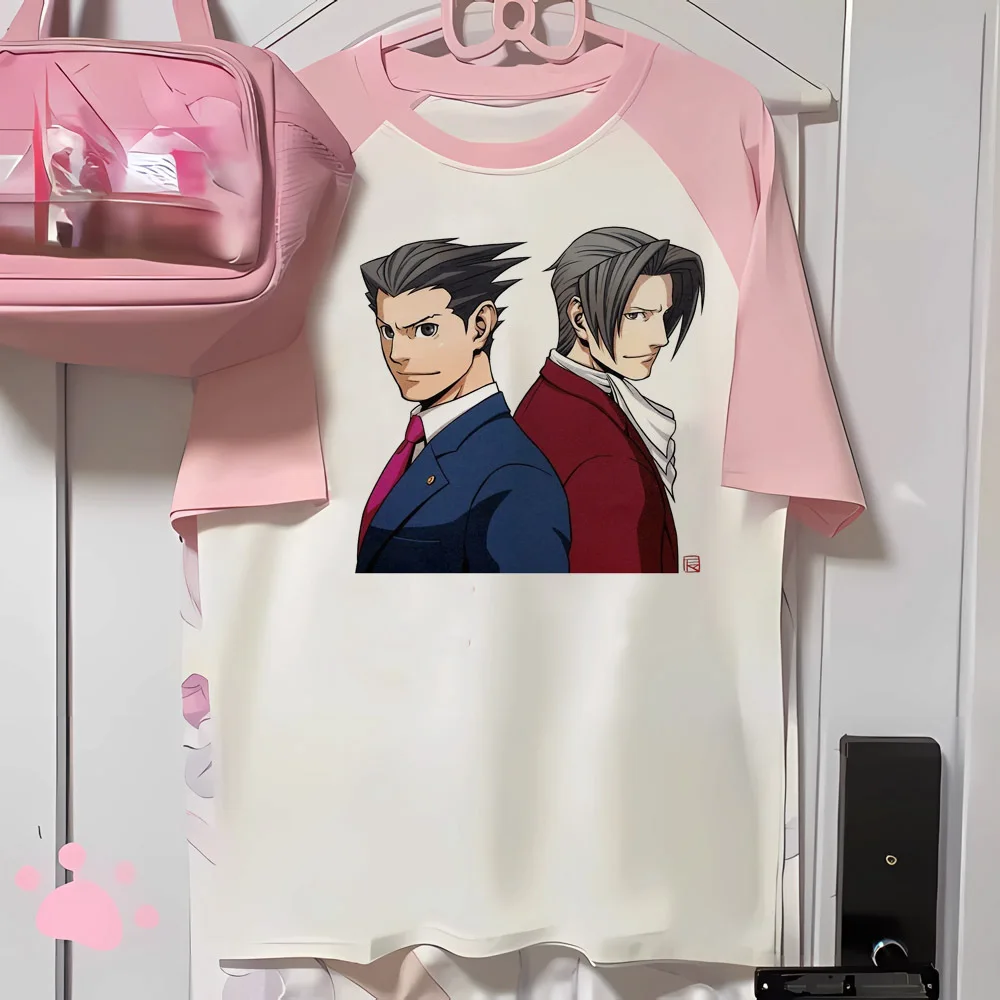 Ace Attorney tshirt women blend stretchy t-shirts female anime clothes