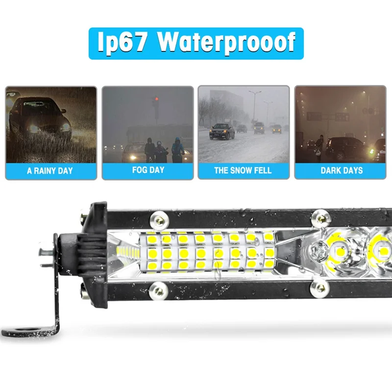 LED Light Bar Spot Flood Combo Beam Slim Single Row LED Driving Lamp Off Road Lights LED Work Light - 30 Inch