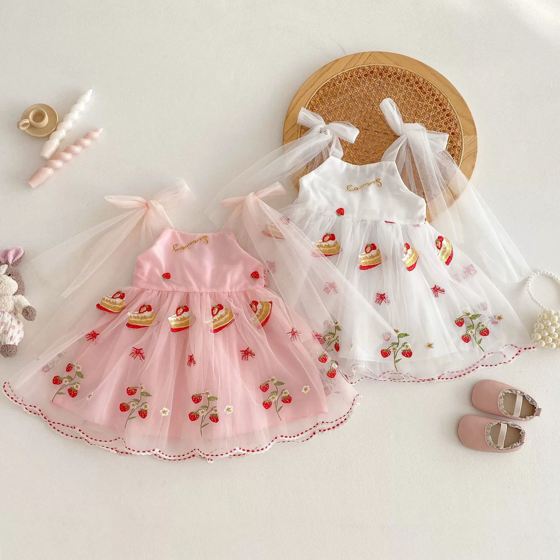 2025 Summer New Girl Baby Sleeveless Rompers Baby Mesh Princess Dress Newborn Hundred Day Dress