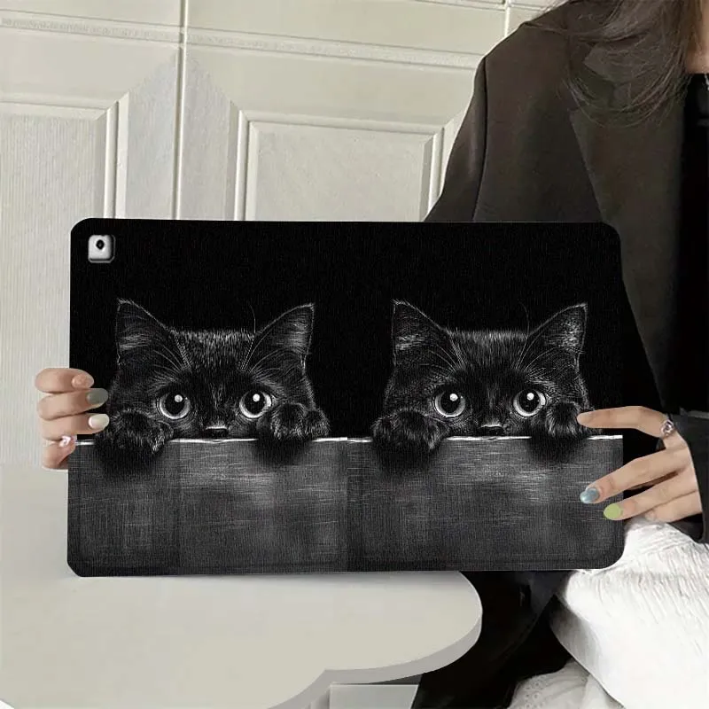 

Cartoon Black Cat Eyes For iPad Pro Air 5th 6th 7th 13 M3 M4 M5 12.9 13.3 inch 2018 2022 2024 2025 Tablet Case