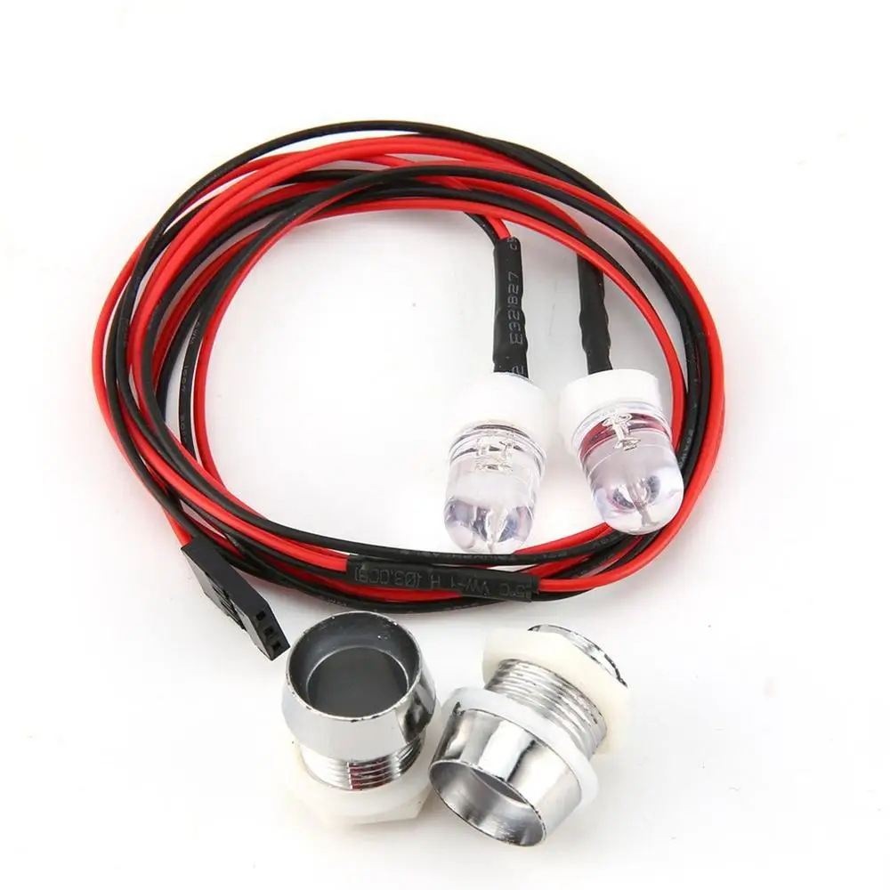 2 White/Red LED Lights 10W 10mm Lamp Kit Headlights Taillight for RC Car Truck Model Traxxas HSP Tamiya Accessories Part