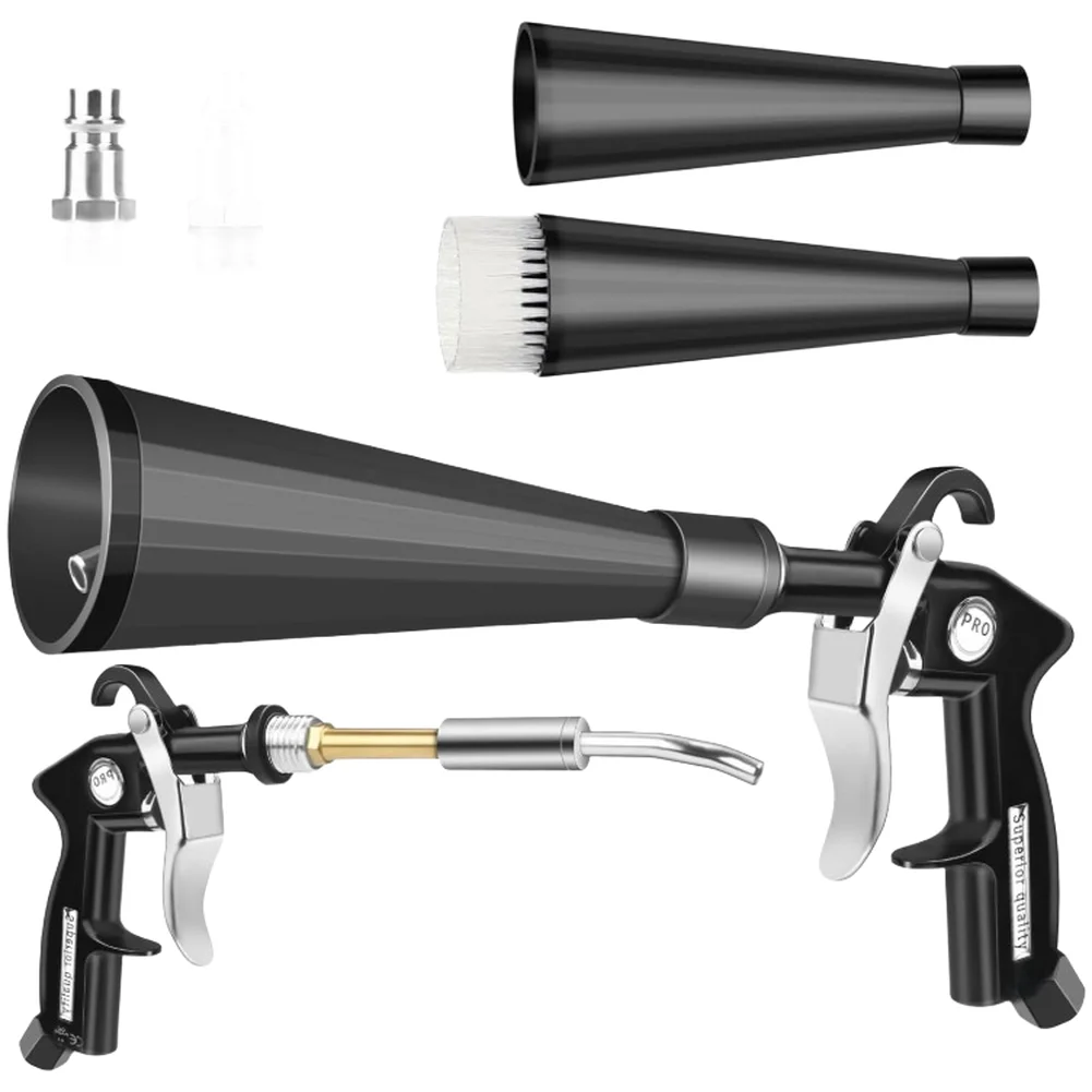 Cleaning Tool High Pressure Blower Black Tube Cleaning Tool Aluminum Alloy High Pressure Airflow Included Adaptors