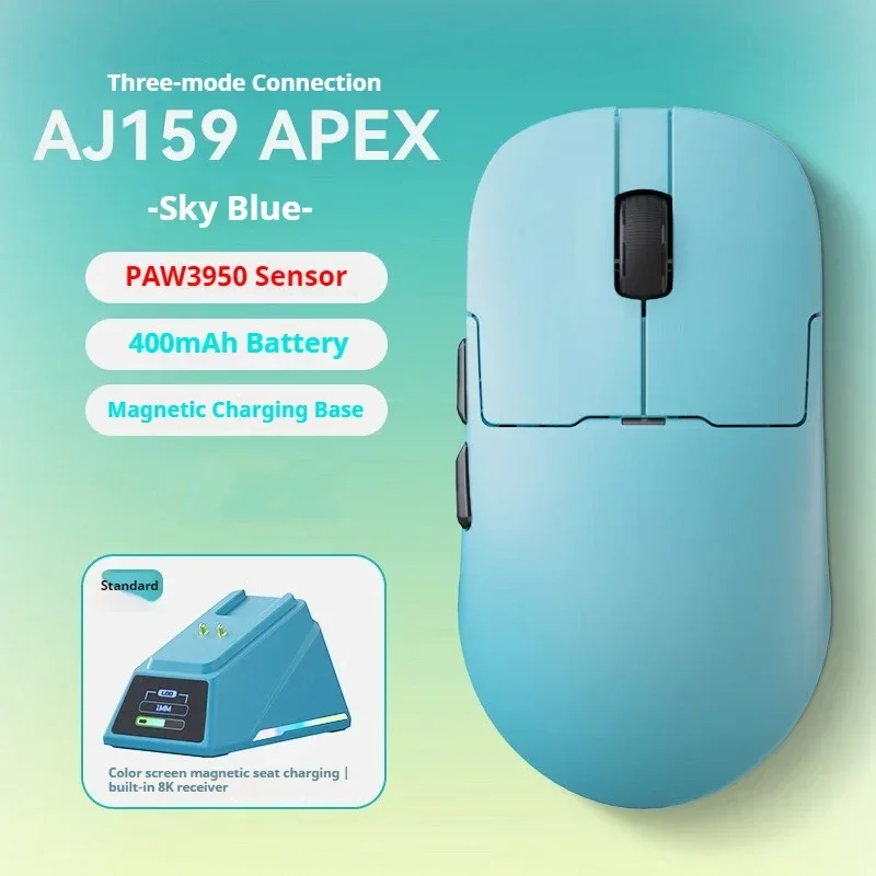 

Ajazz Aj159Apex Wireless Mouse Bluetooth 3mode Charging Dock Lightweight Ergonomics Paw3390 1k/8k E-sports Gaming Mouse Gift