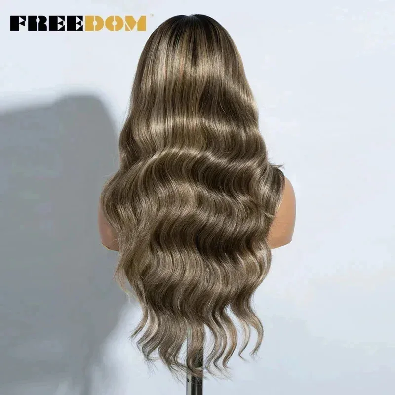 الحرية الجبهة الباروكات للنساء 26 "تسليط الضوء على العسل البني الجسم موجة أومبير شقراء الدانتيل الاصطناعية شعر مستعار تأثيري kl؛''4