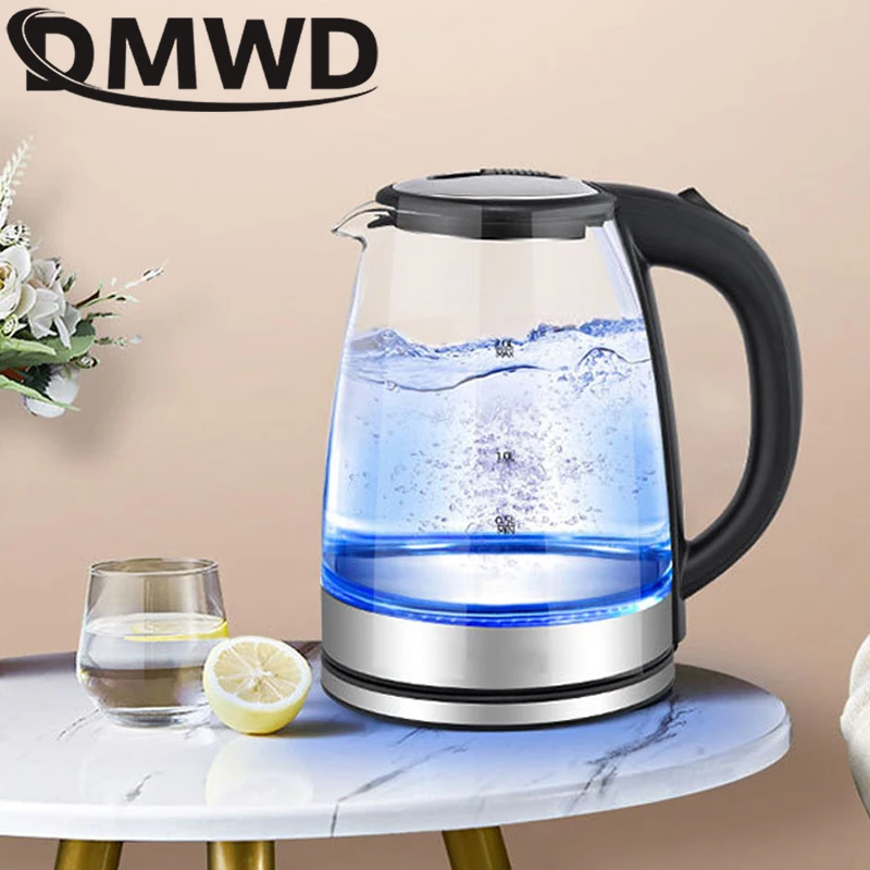 DMWD 2L Electric Kettles Household Glass Blu-ray Kettle Teapot Thermopot Thermos Samovar Auto power off Coffee Boiler 1500W