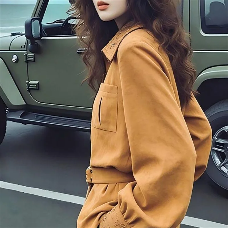 Good-Looking Shirt Blouse Women's 2026 New Temperament High-End Design Sense Orange Shirt Fashionable Spring Autumn Clothing