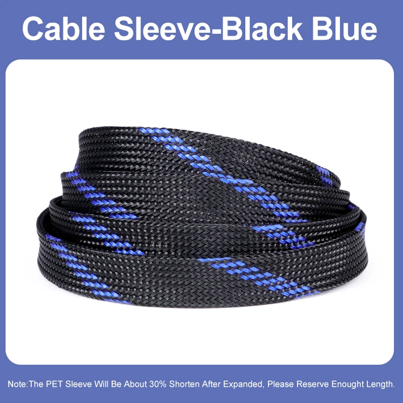 

Black Blue PET Insulation Expandable Braided Sleeve 2 - 50mm High Density Wire Wrap Cover Nylon Sheath Protection Cable Sleeving