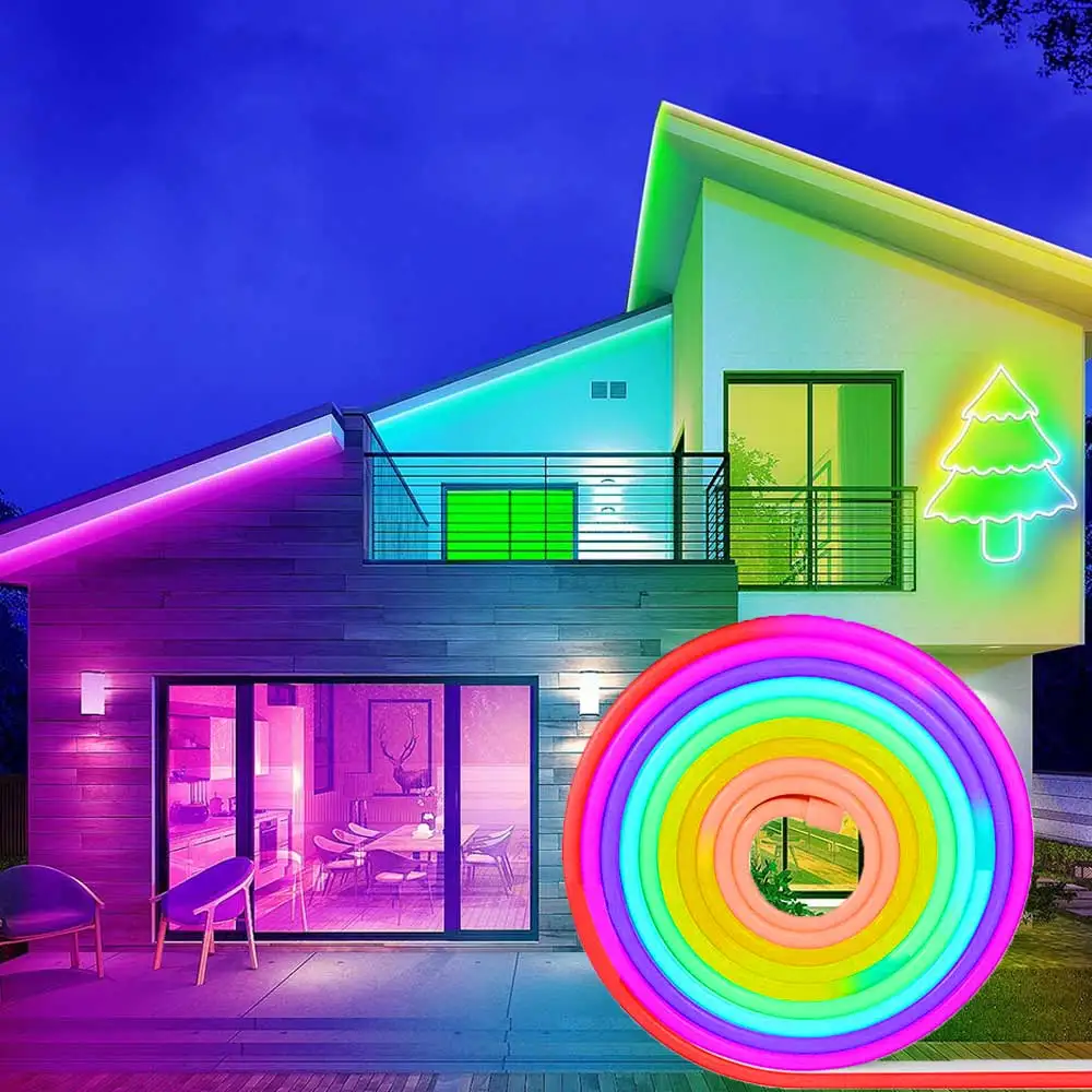 Neon Strip Light Bluetooth Neon Led Strip Lights Smart 1M 2M 3M 5M Waterproof RGBIC Flex Ribbon Led Tape Music Sync
