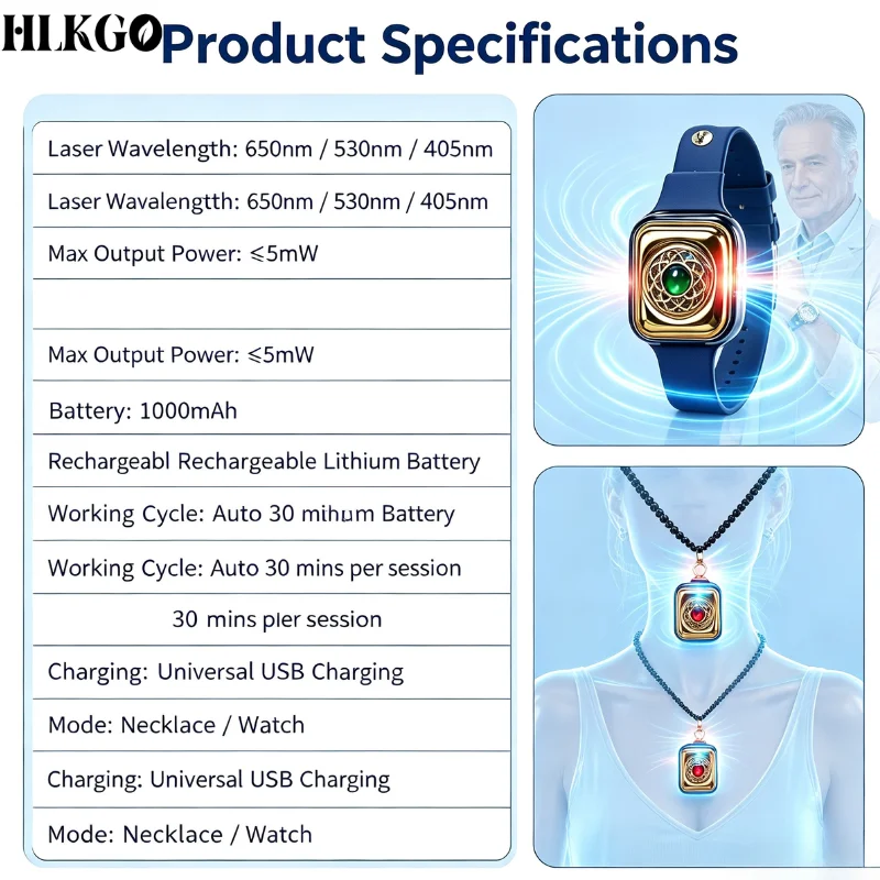 Clinical Grade 650nm Laser Pendant for Heart Health Blood Circulation Support Angina Relief Home Treatment