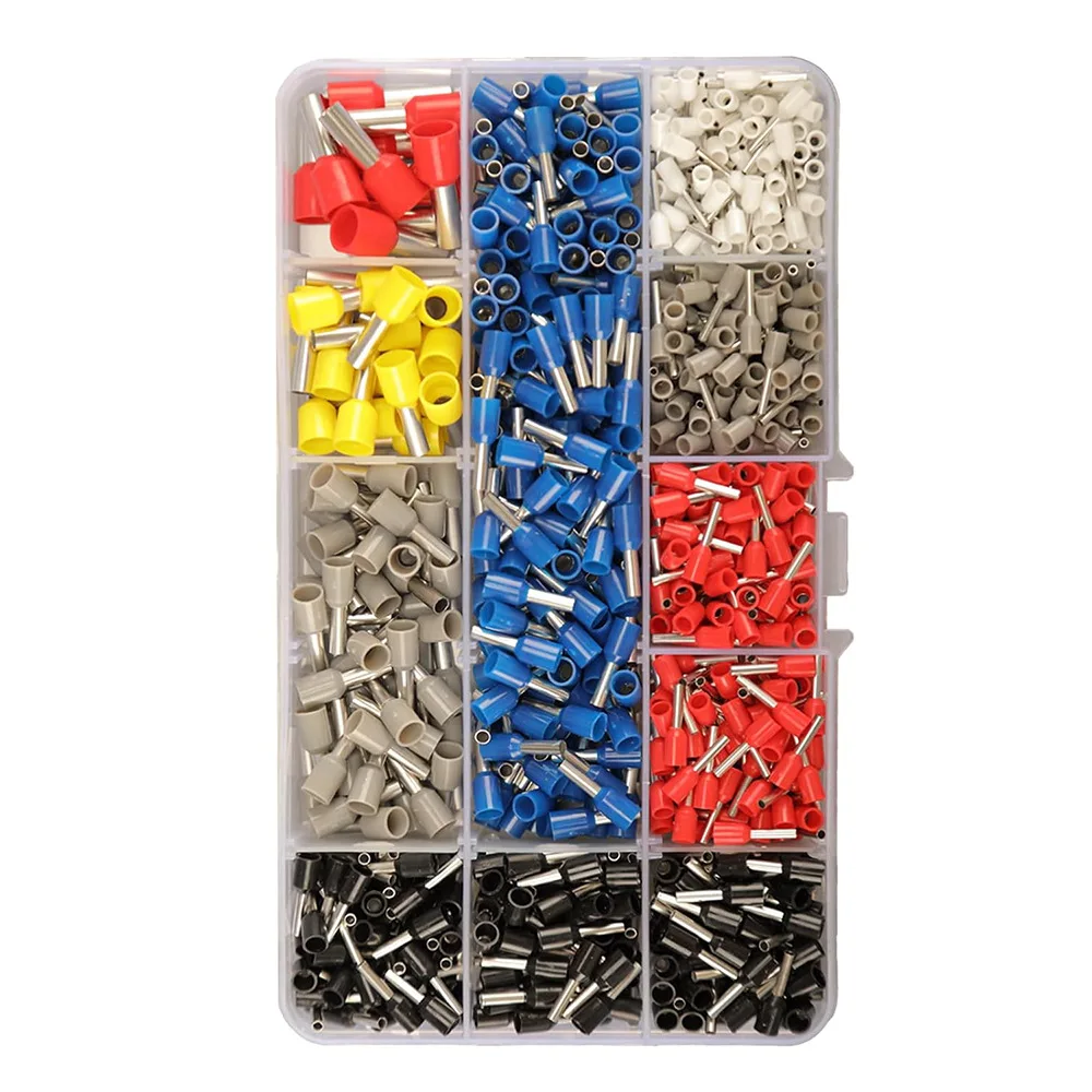 900PCS Boxed VE Wire Ferrules, Pre-insulated Cold Crimp Terminal Assortment Kit, Electrical Wire Crimping Connectors