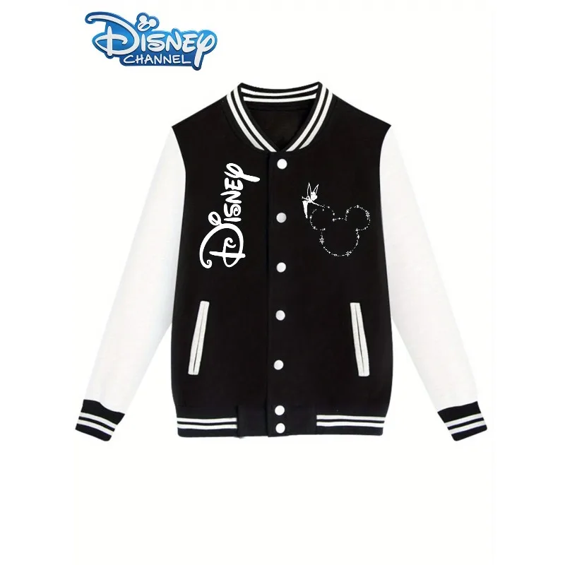 ディズニー ミッキーマウスと航空機プリントジャケット ベースボールジャケット レディース Y2K 秋冬 ホット カジュアル ファッション ユニセックス トップ