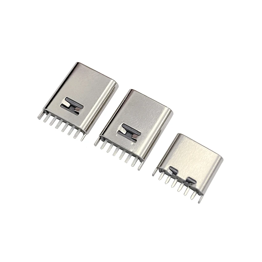 10pcs TYPE-C 6P Interface Female Socket 6.8mm /10MM /10.5mm Vertical Plug Straight Plug Fast Charge Female 3.1 USB Connector DIY