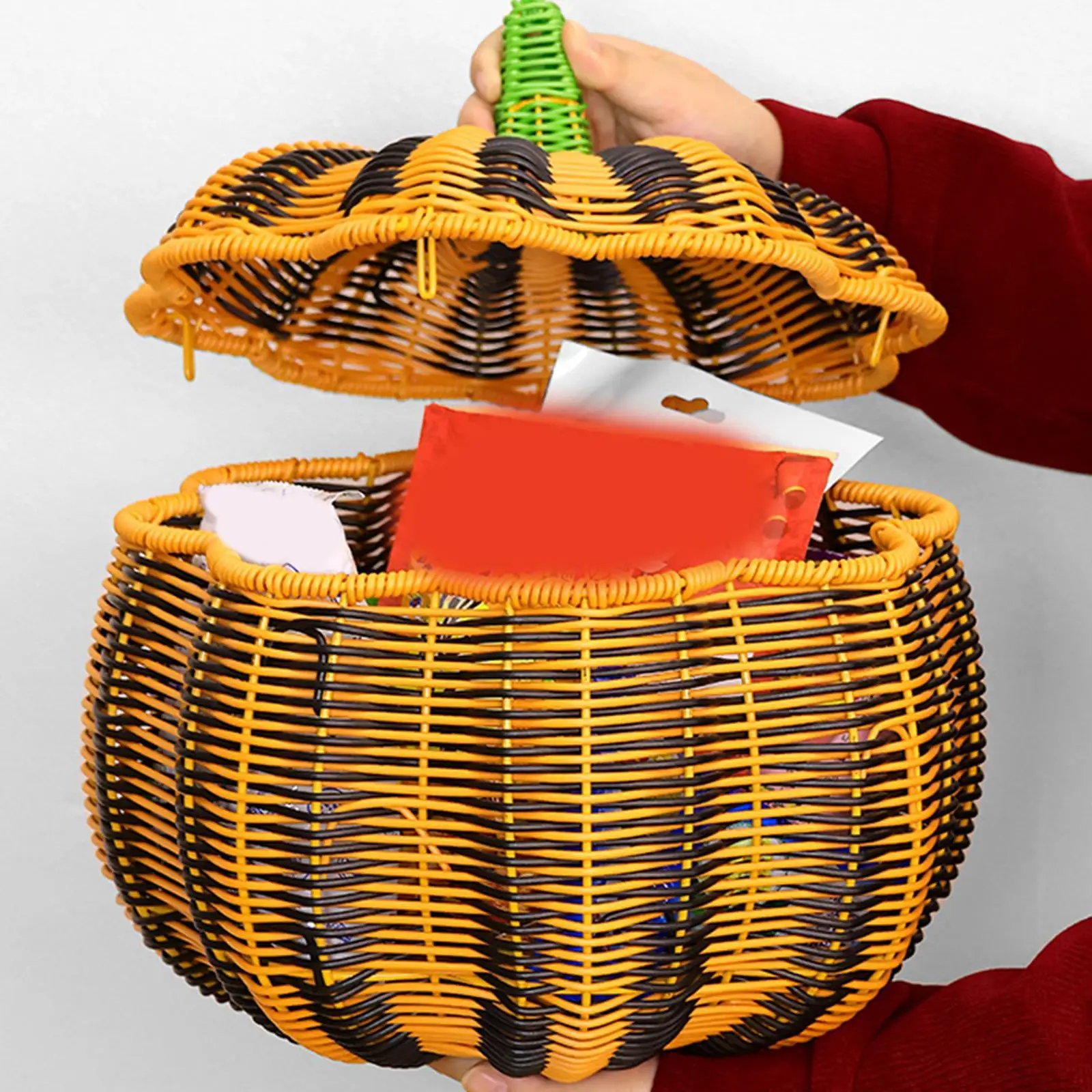 

Pumpkin Storage Basket Rattan Table Organizer for Food Farmhouse Cosmetics