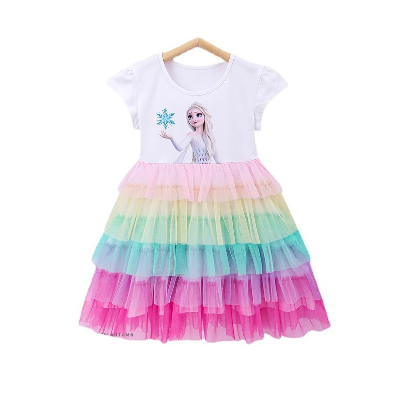 Girls Clothes 2024 New Summer Princess Dresses Disney Kids Dress Frozen Elsa Party Baby Dresses for Children Clothing