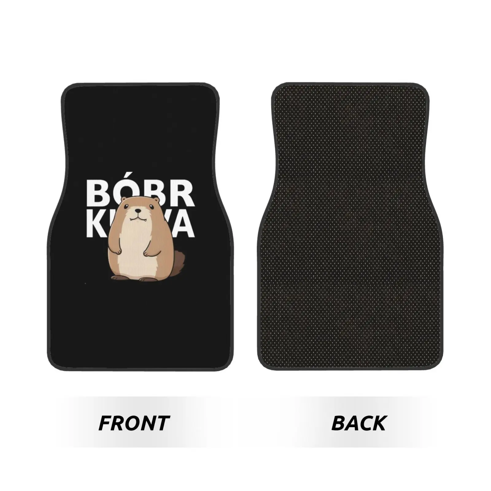 Kurwa Bobr Beaver Print Car Floor Mats Non-Slip Carpets Rugs Front & Rear Car Foot Mats Set of 4 Pieces Auto Accessories Decor