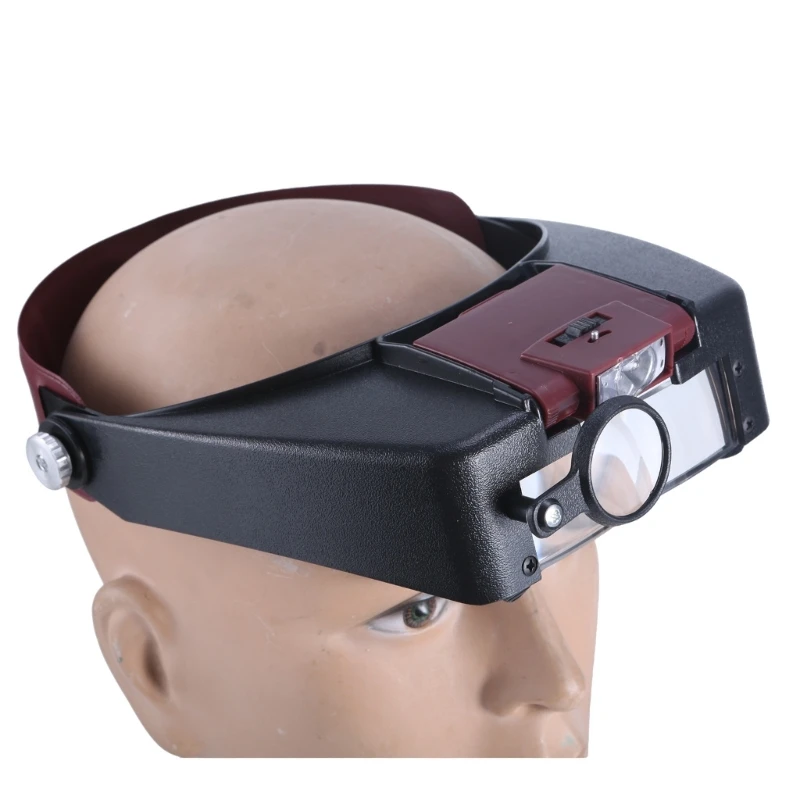 Head Mount Magnifier with LED Light, Headband Magnifier, Head-Mounted Magnifying Glass,Handsfree Magnifying Glasses