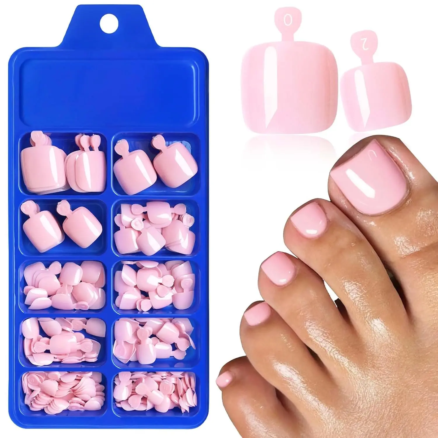 

Nude Pink Press On Toenails 100Pcs Square Fake Acrylic Nails