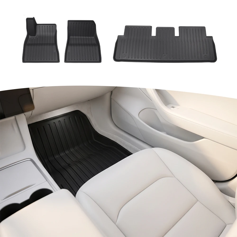 3pcs For Tesla Model 3 Car Left-hand Drive Floor Mat TPE Waterproof Anti-Slip Set Floor Liner Mats Auto Interior Accessories