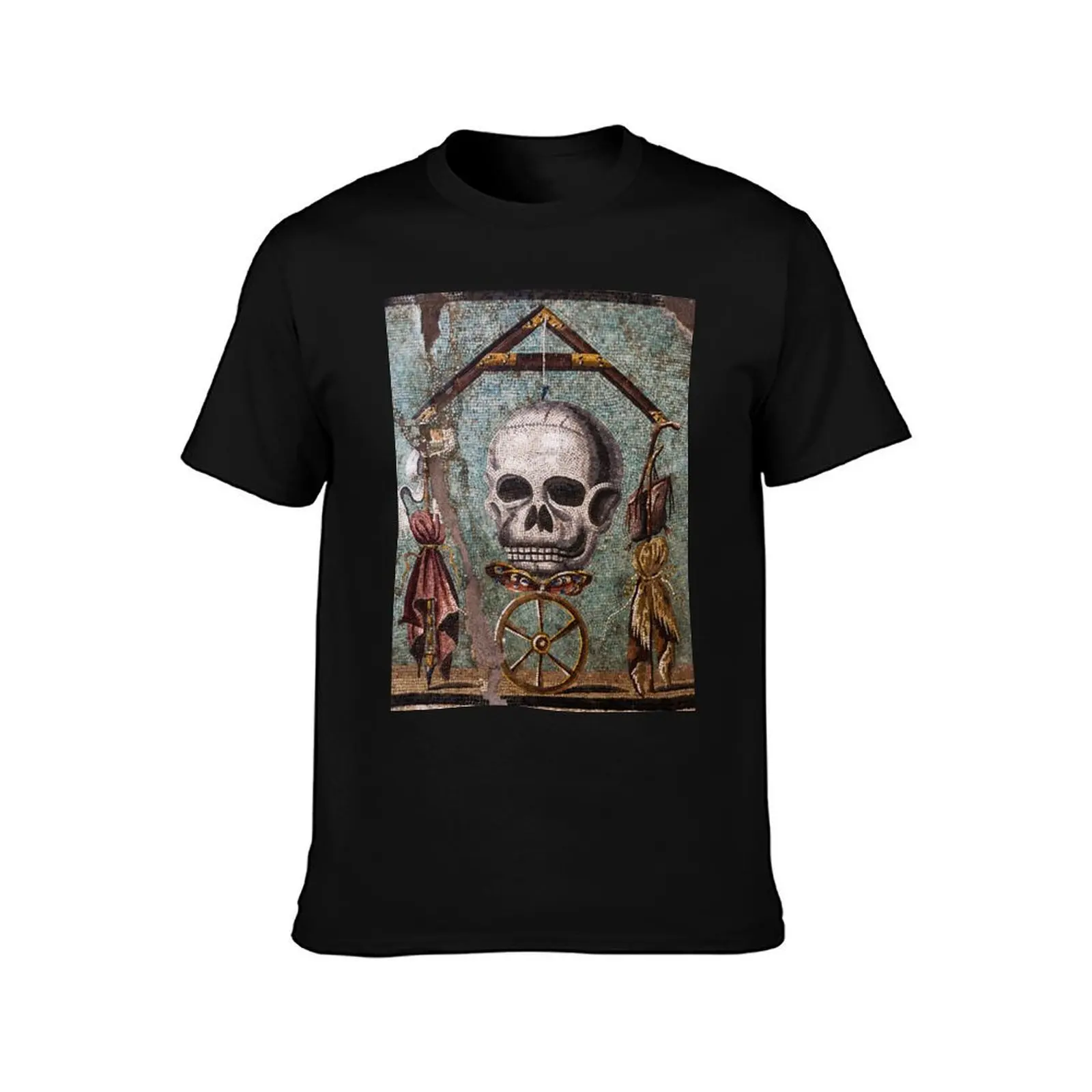 POMPEII COLLECTION / MEMENTO MORI, SKULL ,BUTTERFLY AND WHEEL OF FORTUNE T-Shirt Large Size Casual Tee Shirt