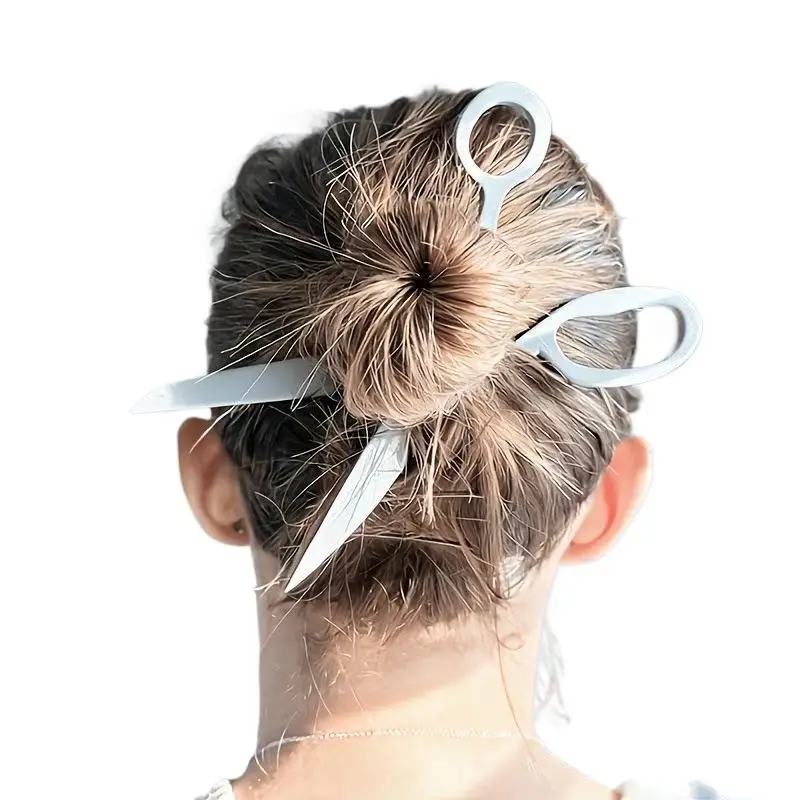 2 Stück Kreative Scherenförmige Haarstäbchen Rutschfester Halt Cooles Einzigartiges Design Für Tägliches Tragen Party Cosplay Haaraccessoires – Detail 6