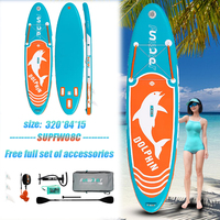 FunWater SUPFW08C 10.5' Inflatable Dolphin Paddle Board Blue Orange 320cm Complete Accessories for Adult Beach Water Sports