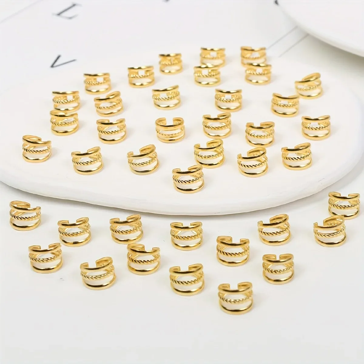 40 Uds. Anillo para el cabello trenzado de aleación de tres círculos estilo Hippie para niñas y mujeres, accesorios para el cabello Dreadlock, joyería para el cabello Loc para trenzas