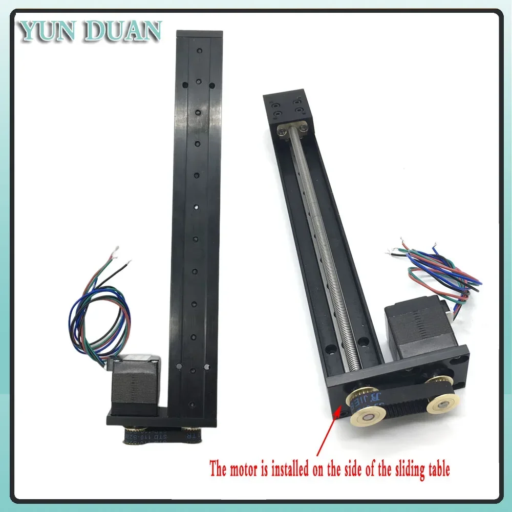 Mini Synchronous Pulley Linear Module Trapezoidal Screw Slide Table Line Rail 1-12mm Pitch Nema11 Motor 50~300mm Stroke