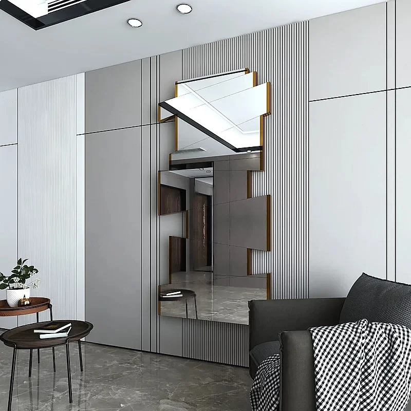 Nn Full Length Wall Mirror HD Real Image Distortion-Free, Irregular Shape, Punch-Free Wall Mounted Dressing Mirror