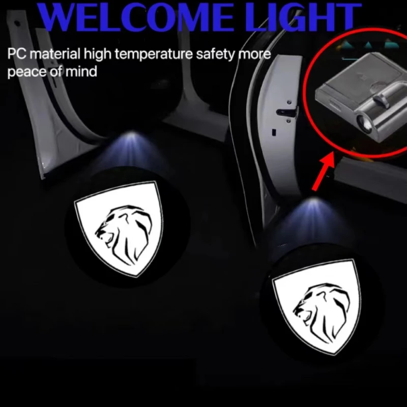 2X LED Car Logo Projector Lamp Door Shadow Emblem Laser Welcome Ligh For 3008 408 508 RCZ 1007 206 306 607 806 807 CRZ Car Goods