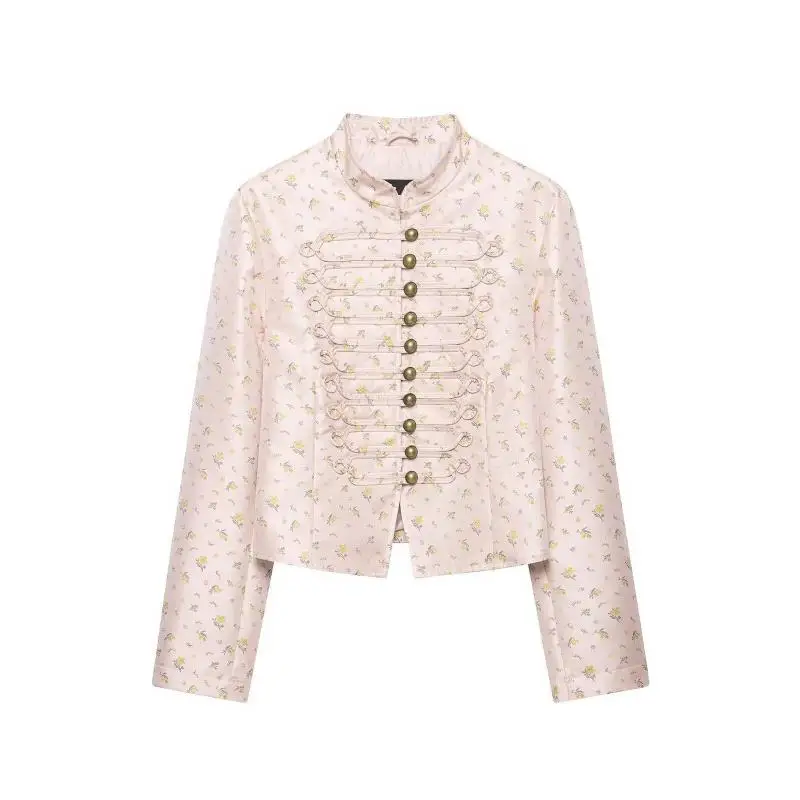 Maxdutti Women's Fashionable Floral Print Slim Fit Suit Jacket South French Countryside Floral Jacket Woman clothes For Autumn