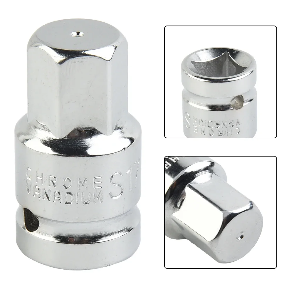 1/2inch 17mm Hex Special Oil Pan Screw Socket Wrench Hexagonal Head Chrome Vanadium Steel Socket Wrench Head Auto Repair Tools