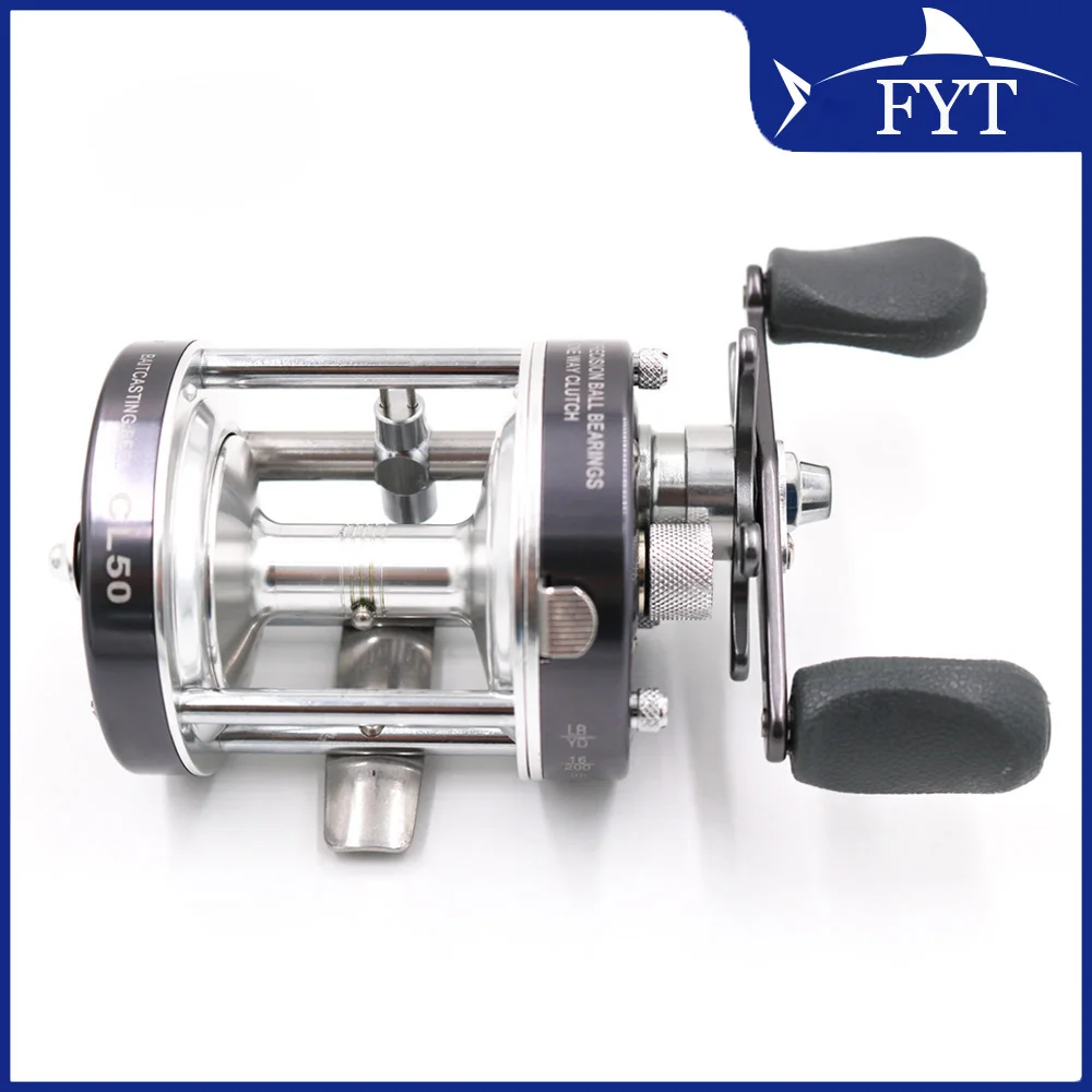 

All Metal 2+1BB Ball Bearings Right Hand Cast Drum Wheel Boat Sea Fishing Reel Horizontal CL50 Gray Fly Fishing Reel