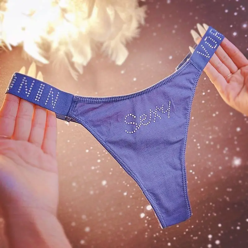 Fashionable Bestseller Water Diamond Letter Women's Underwear Sexy Low-waisted Alluring Breathable Invisibl Lace Hot and Spicy