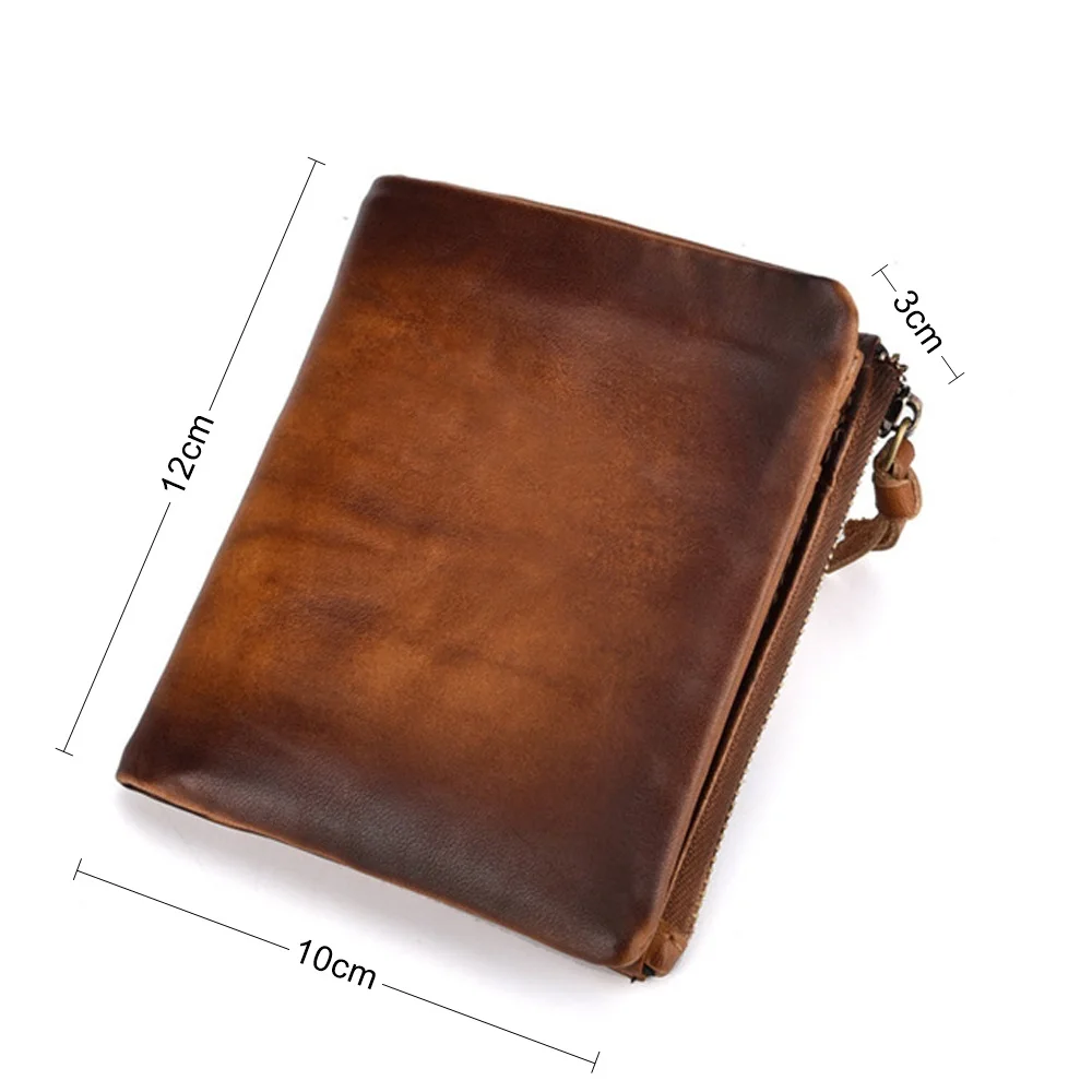 Double Zipper Leisure  Zero Wallet Restoring Ancient Ways Multi-Function Bags Vintage High Quality Genuine Leather  Men's Wallet