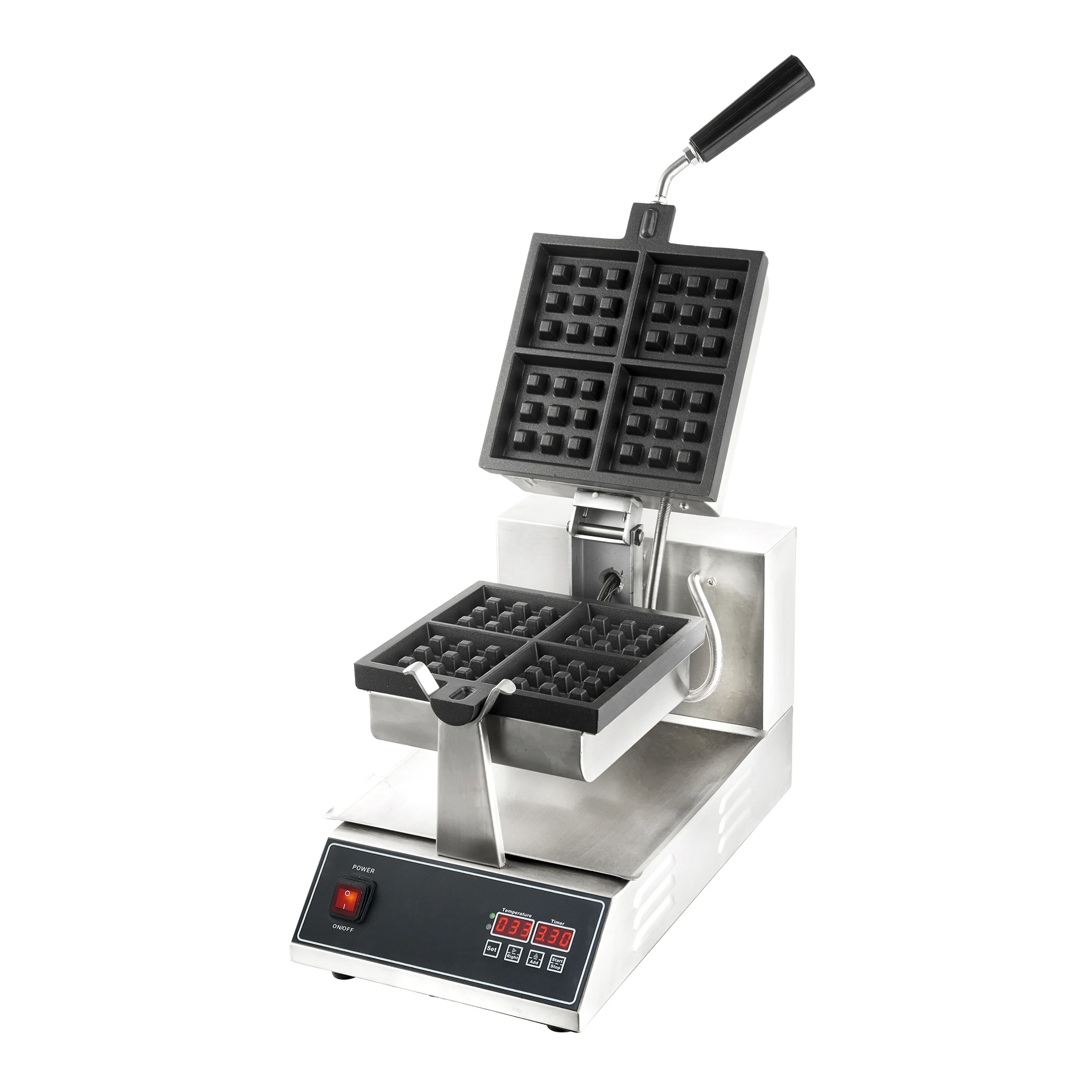 Snack Machines Square Waffle Maker Commercial Electric 4 Slice Belgian Waffle Making Machine