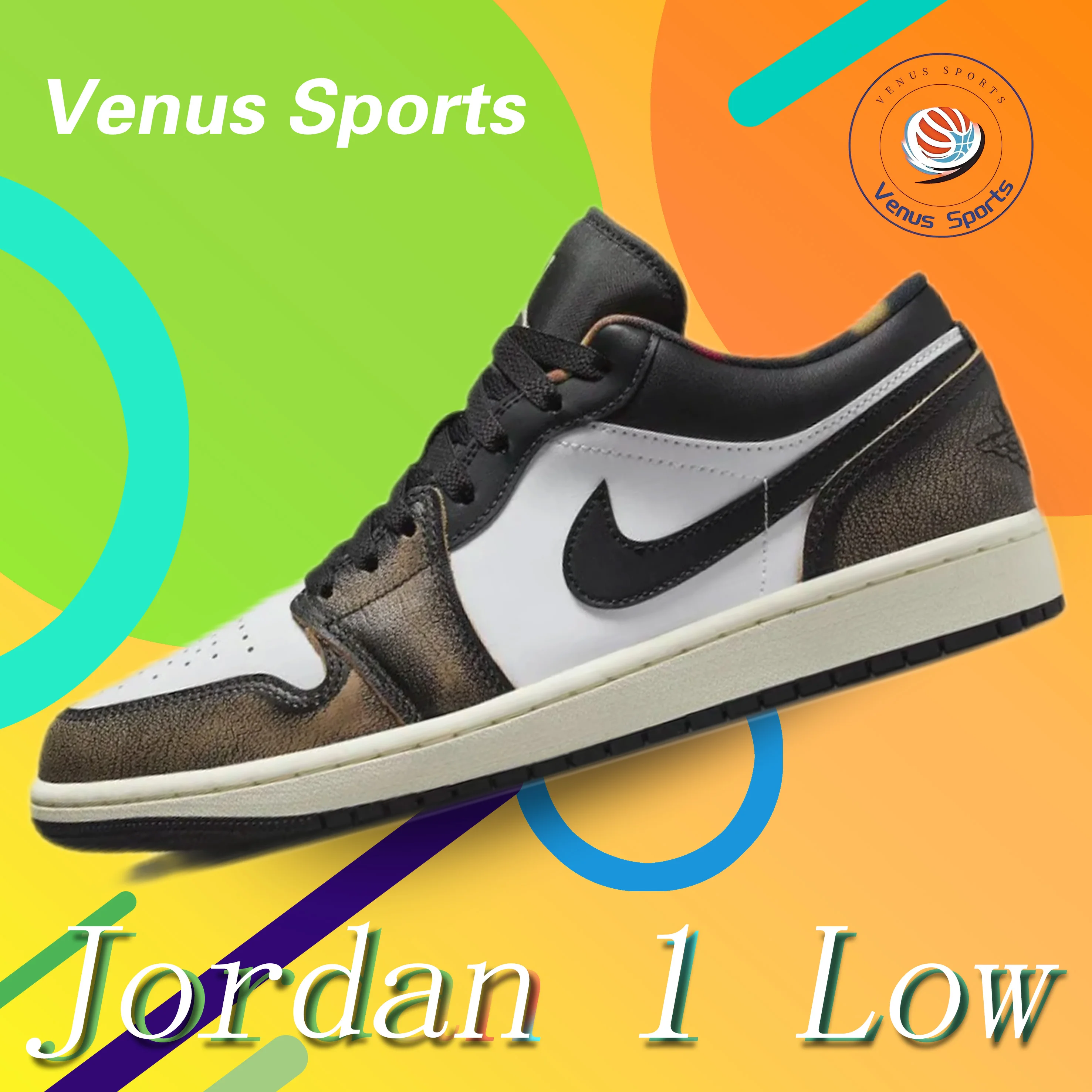 Jordan Air Jordan 1 Low “WearAway' Trendy Hundred Slip Resistant Low Top Retro Board Shoes أسود أبيض أصفر