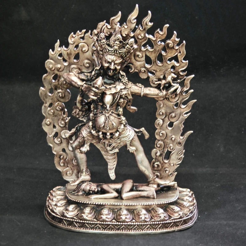 Old  Ekajati Statue Tibetan Buddhist One-Hair Mother Dharma Protector Sculpture Nepal Tantric Buddha Figurine Home Altar Worship